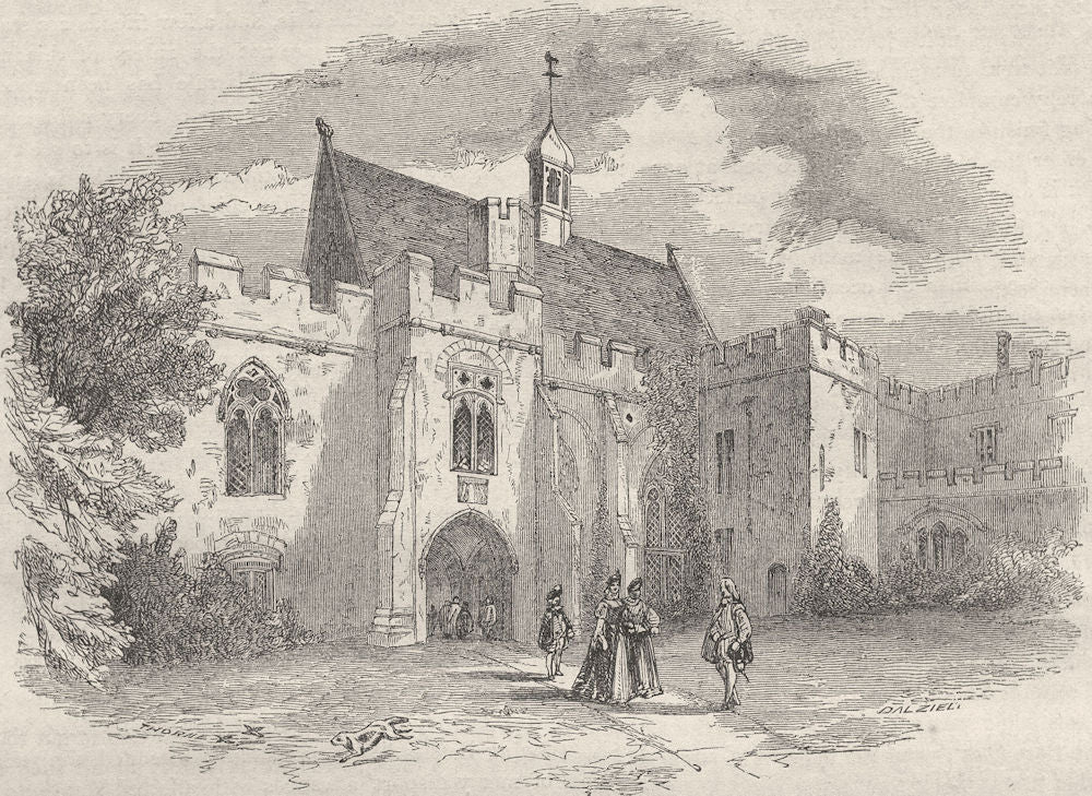 KENT. First Court-yard, Penshurst 1850 old antique vintage print picture